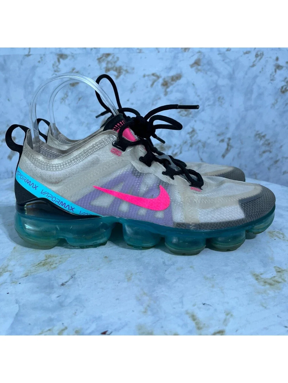 Nike Air Vapormax 2019 Women's Size 8 Running Shoes Beige Pink Athletic Sneakers